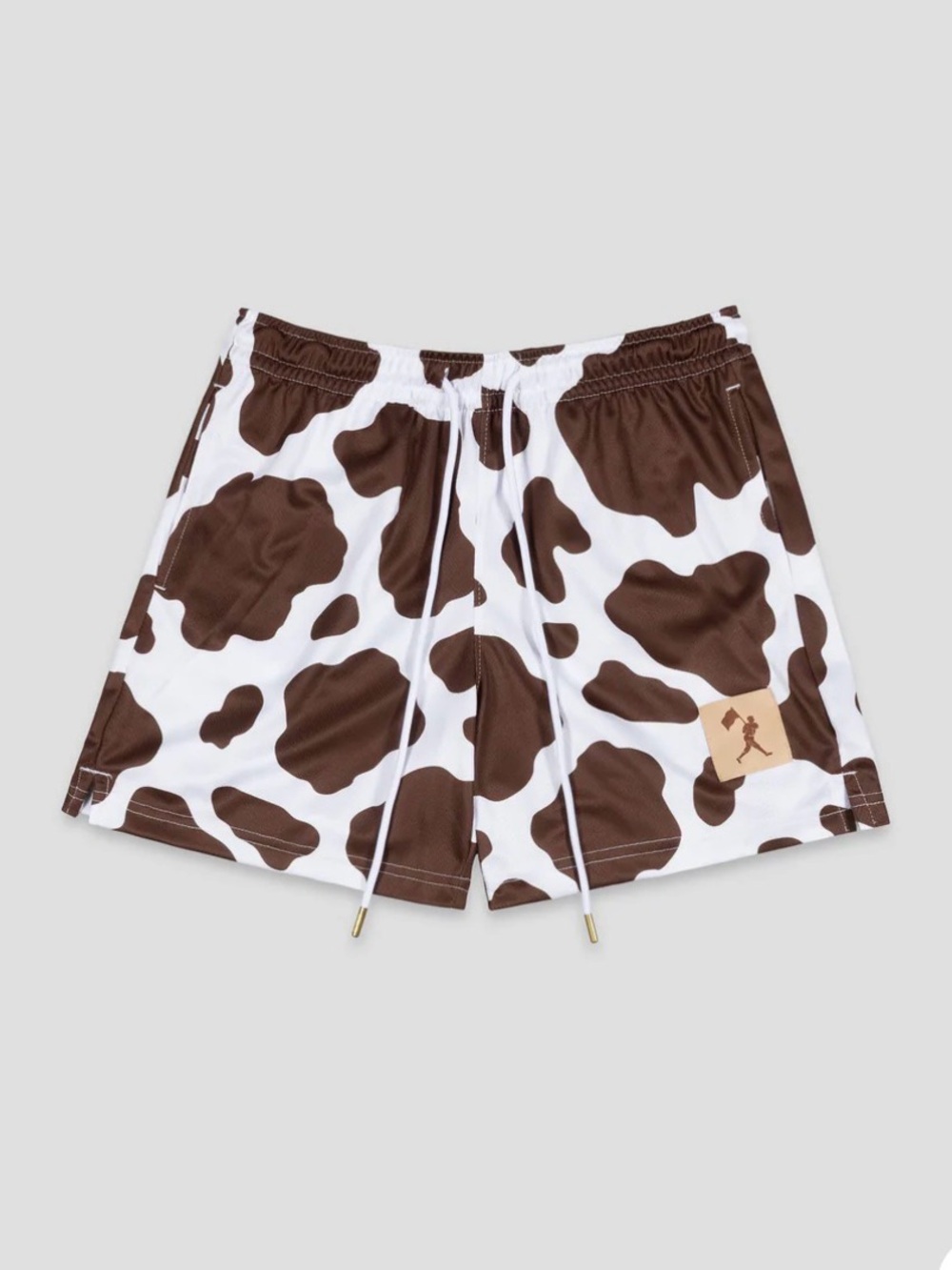 Baseballism Youth Cow-Print Brown & White Mesh Shorts, Large